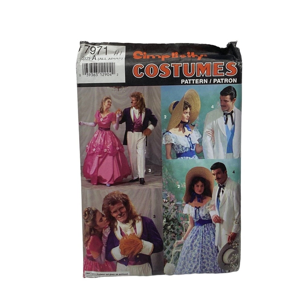 Simplicity 7971 Old South & Fairy Tales Adult Costumes Sewing Pattern Vintage